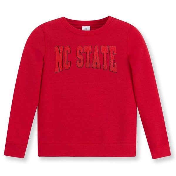 Red Youth Girls Fleece Crew - NC St